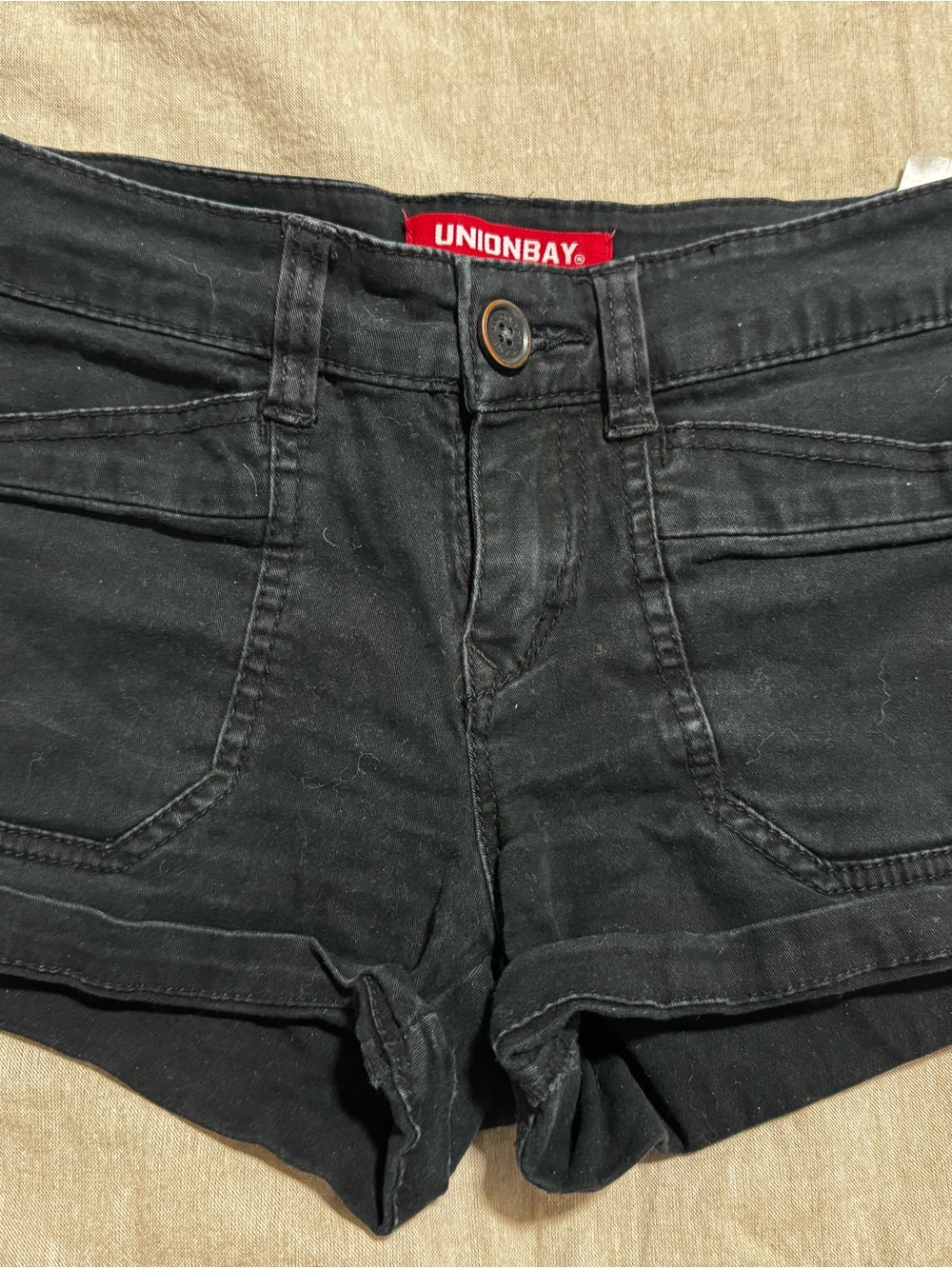 UNIONBAY Women's Black Denim Shortie Shorts